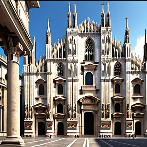 **Duomo di Milano virtual tour, immersive experience, metaverse environment, realistic rendering.**